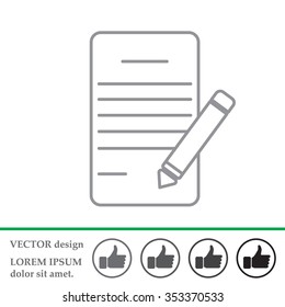 Writing pad and pen line icon