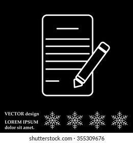 Writing pad and pen line icon