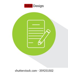 Writing pad and pen line icon