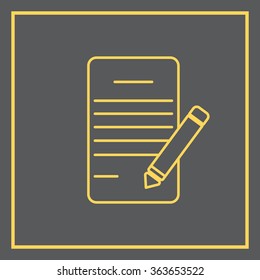 Writing pad and pen line icon