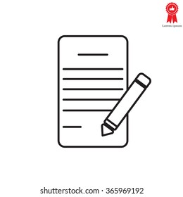 Writing pad and pen line icon