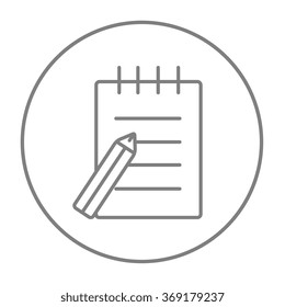Writing pad and pen line icon.