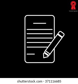 Writing pad and pen line icon