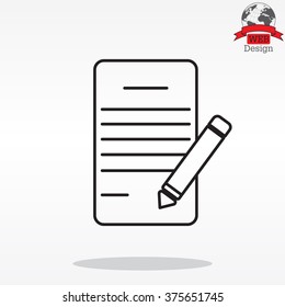 Writing pad and pen line icon