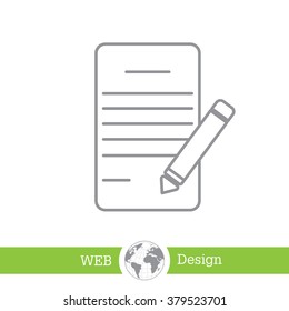 Writing pad and pen line icon