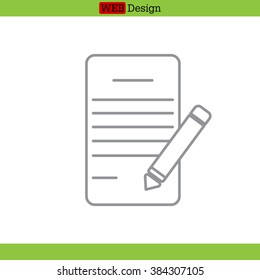Writing pad and pen line icon