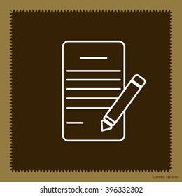 Writing pad and pen line icon