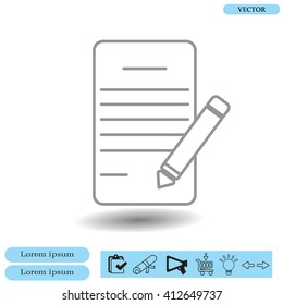Writing pad and pen line icon