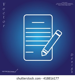 Writing pad and pen line icon