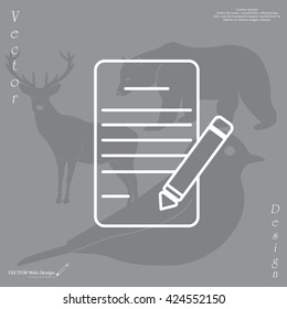 Writing pad and pen line icon
