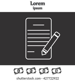 Writing pad and pen line icon