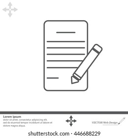 Writing pad and pen line icon