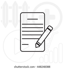 Writing pad and pen line icon