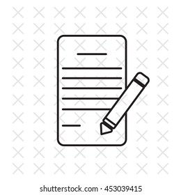 Writing pad and pen line icon