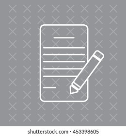 Writing pad and pen line icon