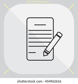 Writing pad and pen line icon