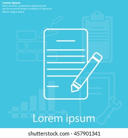 Writing pad and pen line icon