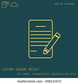 Writing pad and pen line icon
