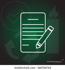 Writing pad and pen line icon