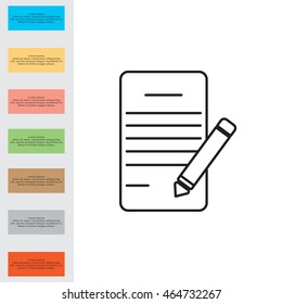 Writing pad and pen line icon