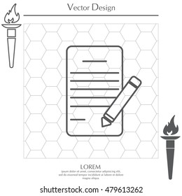 Writing pad and pen line icon