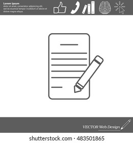 Writing pad and pen line icon