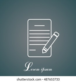 Writing pad and pen line icon