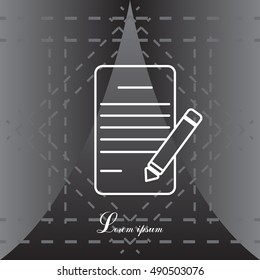 Writing pad and pen line icon