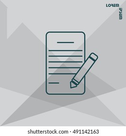 Writing pad and pen line icon