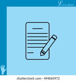 Writing pad and pen line icon