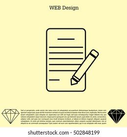 Writing pad and pen line icon