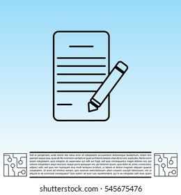 Writing pad and pen line icon