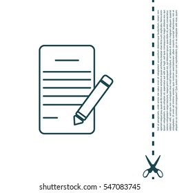 Writing pad and pen line icon