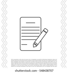 Writing pad and pen line icon