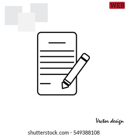 Writing pad and pen line icon
