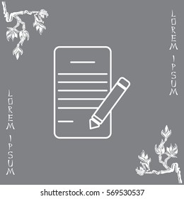 Writing pad and pen line icon