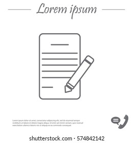 Writing pad and pen line icon