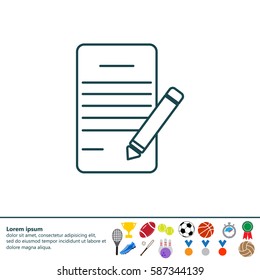 Writing pad and pen line icon