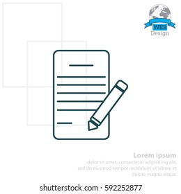 Writing pad and pen line icon