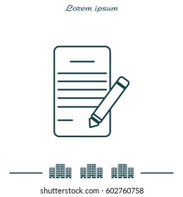 Writing pad and pen line icon. vector illustration