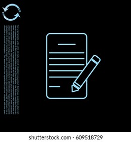Writing pad and pen line icon. vector illustration