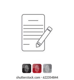 Writing pad and pen line icon. vector illustration