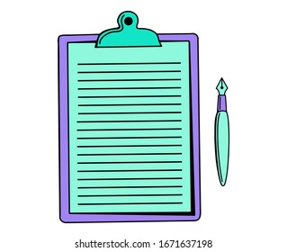 writing pad with pen vector illustration