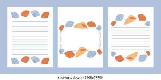 writing pages set with seashells