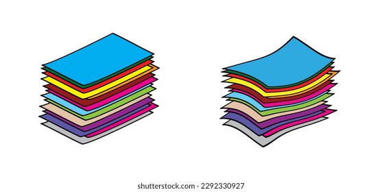 Writing paper. Cartoon empty A4 or A3 copy paper, stacked paper. Flat paper stack. Document, paperwork. Stationery stacked papers icon. Pile papers, file, web icon. Printouts, hardcopy documents. 