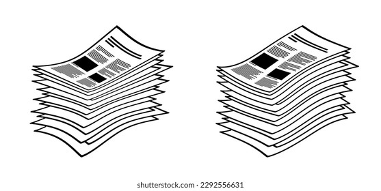 Writing paper. Cartoon empty A4 copy paper, stacked paper. Flat paper stack. Document, paperwork. Stationery stacked papers icon. Pile papers, file, letter icon. Printouts, hardcopy documents. 