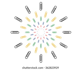 writing paper clips of different colors and sizes