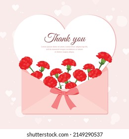 writing paper and envelopes background illustration with red carnations for parents' day or teacher's day.