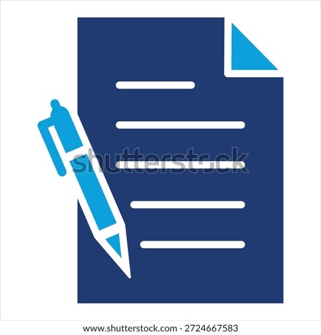 Writing Paper Flat Blue Icon Collection