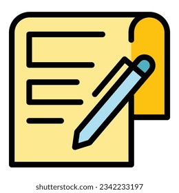 Writing paper icon outline vector. Media content. Plan website color flat
